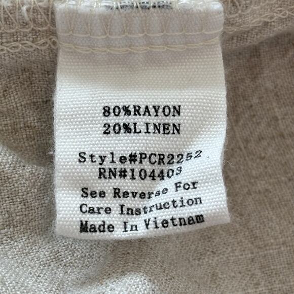Anthropologie Perch By Blu Pepper Dress 3X Beige Linen Blend Comfort Cottage - Picture 8 of 13